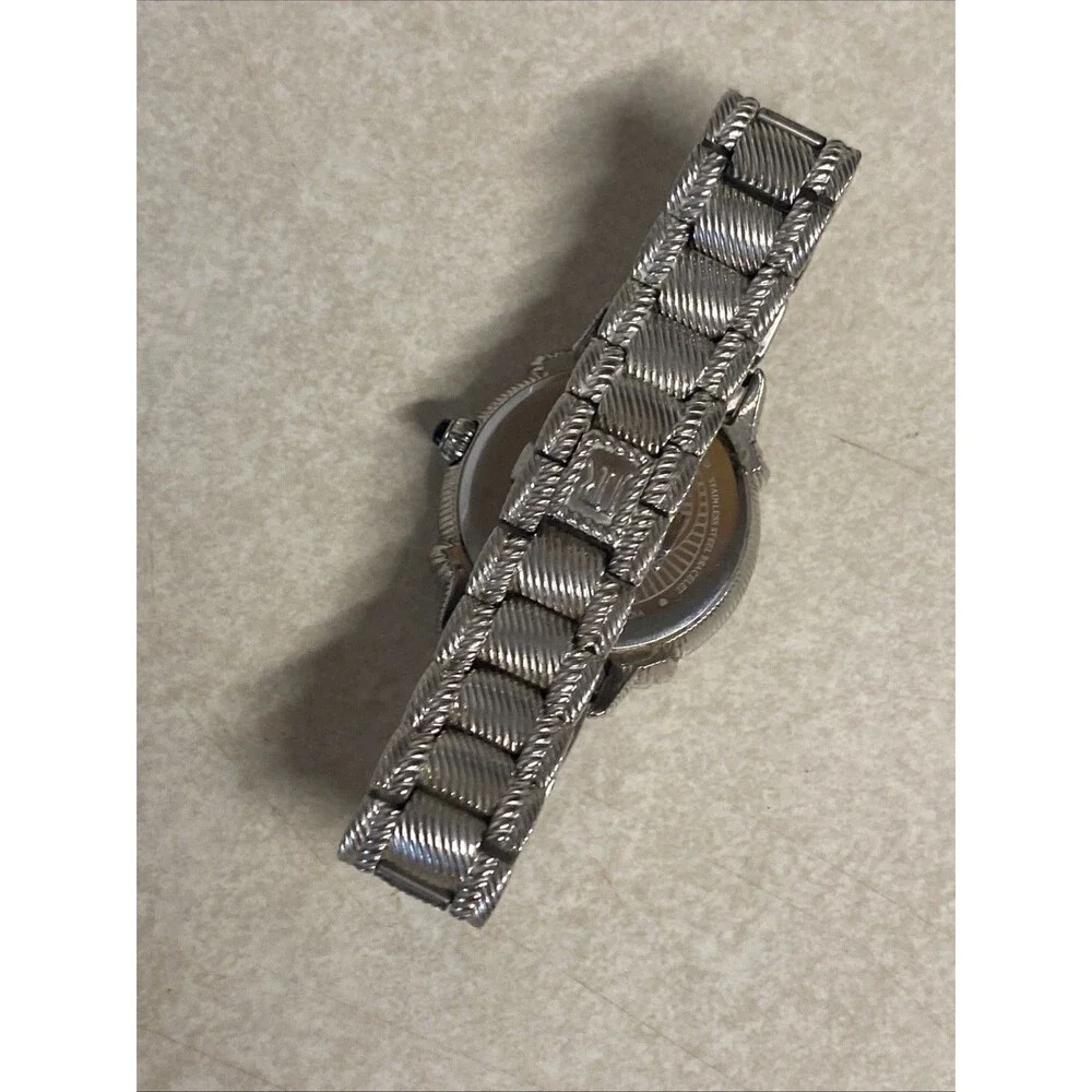 Judith Ripka 925 Sterling Silver Watch Swiss Movement MOP Dial Crystal Bracelet